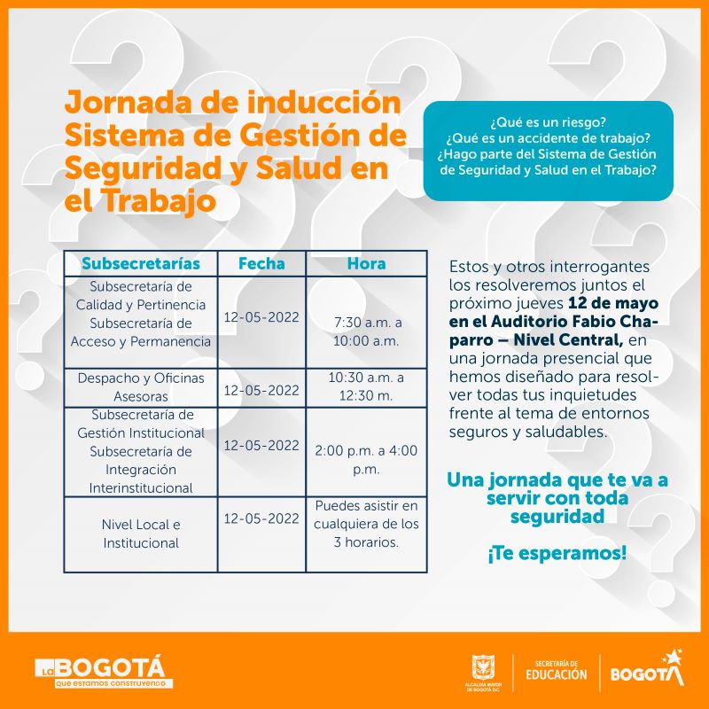 Horario de inducción