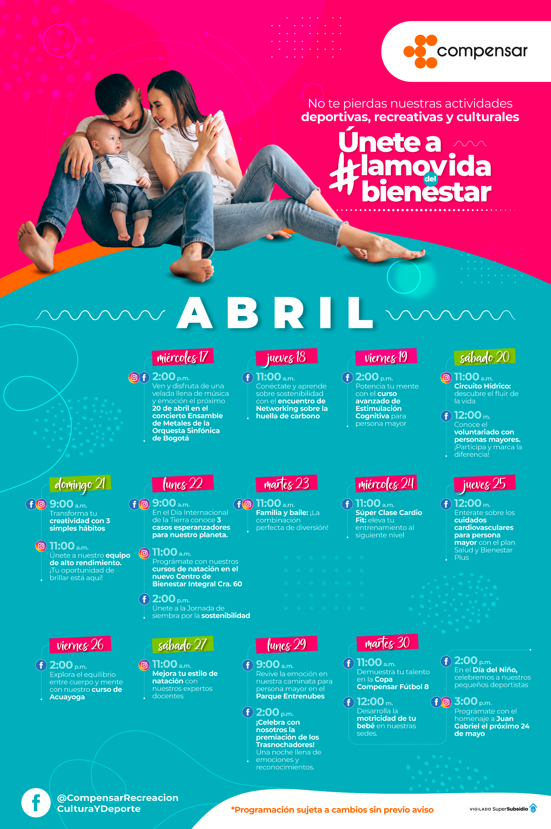 Agenda Abril, unete a la movida compensar