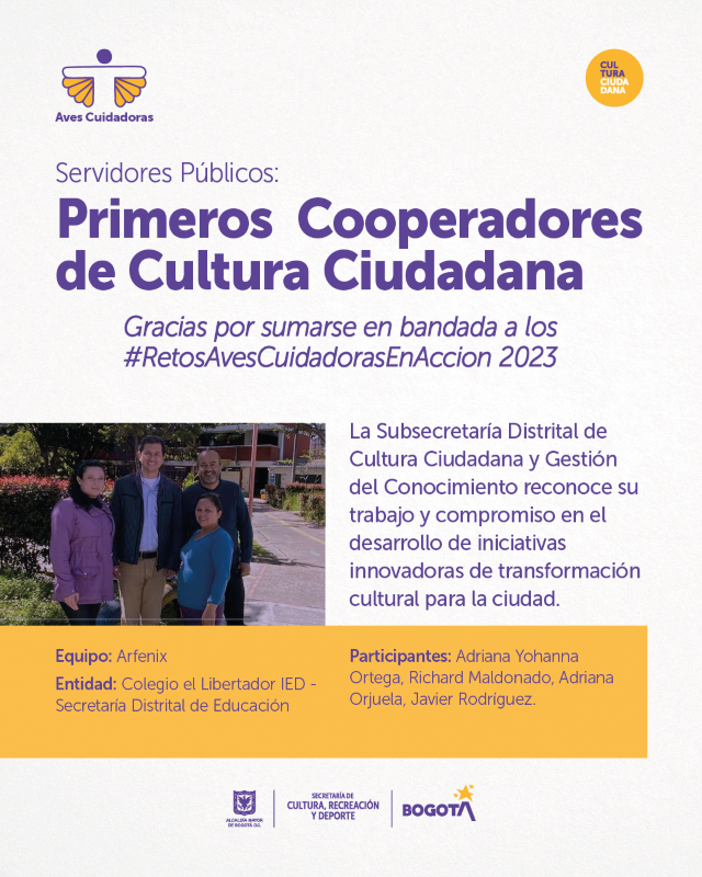 Este concurso es posible gracias a las y los servidores públicos “primeros cooperadores de la cultura ciudadana de la ciudad”.