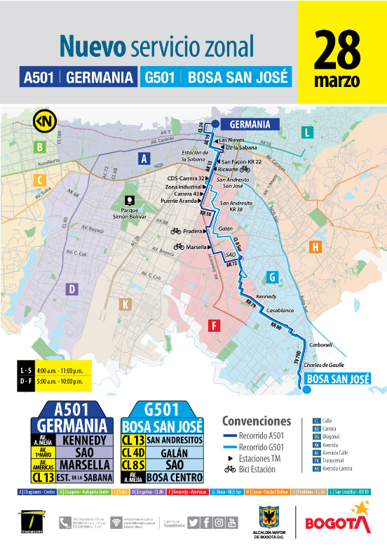 Rutas A501 - G501