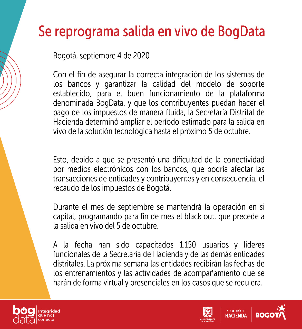 Se reprograma salida en vivo de BogData