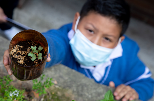 Estudiante en mariposario