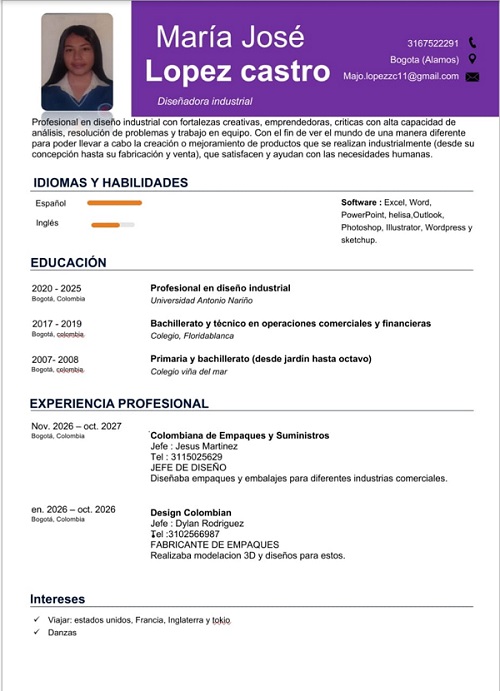 Hoja de vida de estudiante