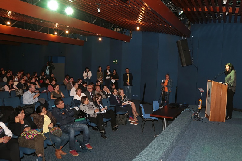 La Subsecretaria de Acceso y Permanencia, Adriana González en una conferencia